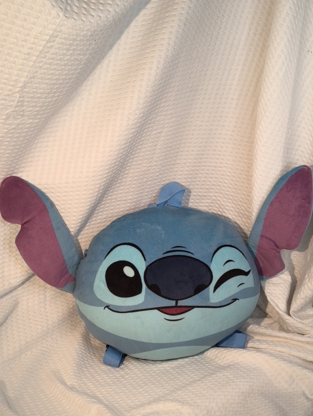 Disney Light Blue and Purple Stitch Plush Backpack Purse